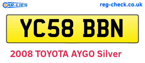YC58BBN are the vehicle registration plates.