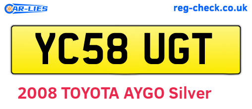 YC58UGT are the vehicle registration plates.