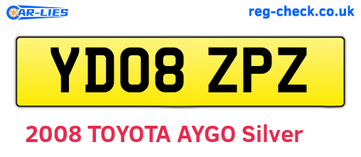 YD08ZPZ are the vehicle registration plates.