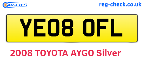 YE08OFL are the vehicle registration plates.