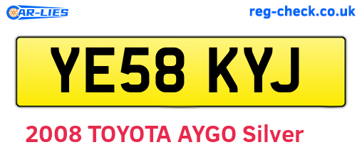 YE58KYJ are the vehicle registration plates.