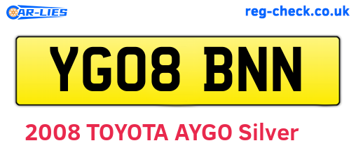 YG08BNN are the vehicle registration plates.