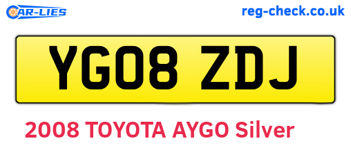 YG08ZDJ are the vehicle registration plates.