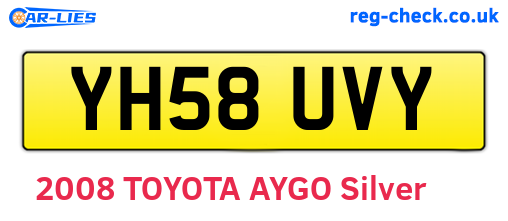 YH58UVY are the vehicle registration plates.