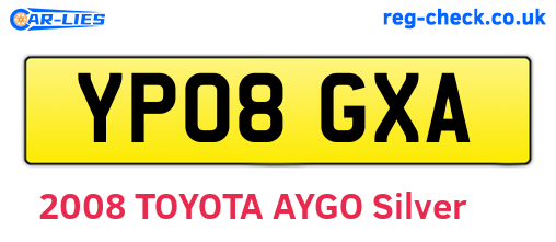 YP08GXA are the vehicle registration plates.