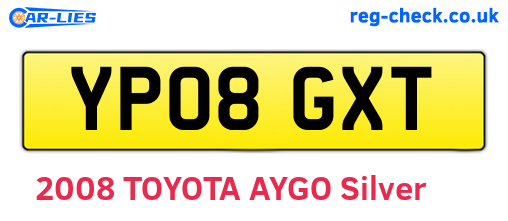 YP08GXT are the vehicle registration plates.