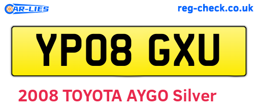 YP08GXU are the vehicle registration plates.