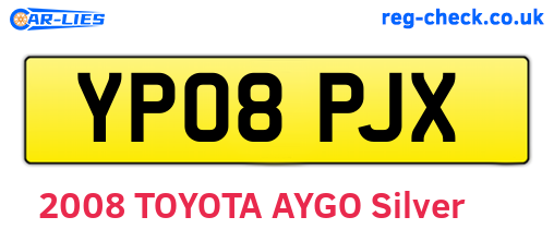 YP08PJX are the vehicle registration plates.