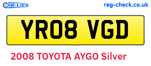 YR08VGD are the vehicle registration plates.