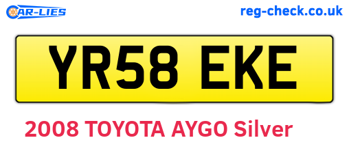 YR58EKE are the vehicle registration plates.