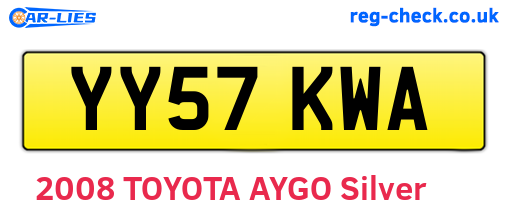 YY57KWA are the vehicle registration plates.