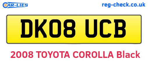 DK08UCB are the vehicle registration plates.