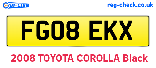 FG08EKX are the vehicle registration plates.