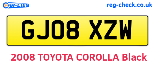 GJ08XZW are the vehicle registration plates.