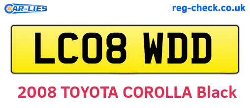 LC08WDD are the vehicle registration plates.