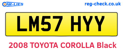 LM57HYY are the vehicle registration plates.