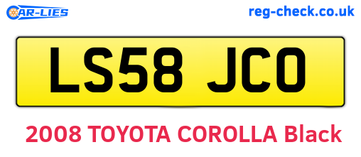 LS58JCO are the vehicle registration plates.