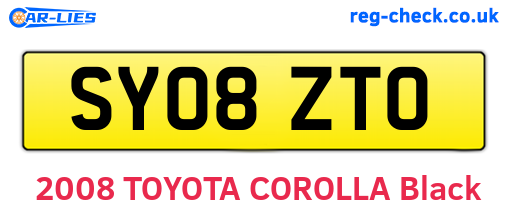 SY08ZTO are the vehicle registration plates.
