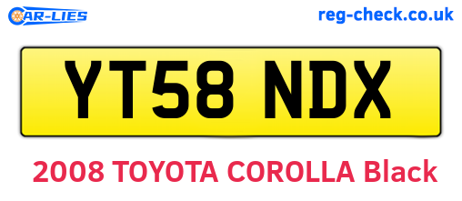 YT58NDX are the vehicle registration plates.
