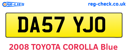 DA57YJO are the vehicle registration plates.