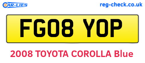FG08YOP are the vehicle registration plates.