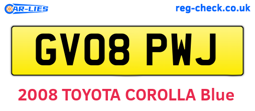 GV08PWJ are the vehicle registration plates.