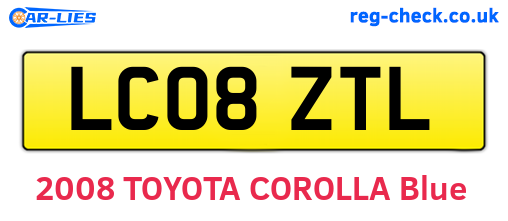 LC08ZTL are the vehicle registration plates.