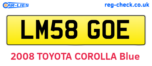 LM58GOE are the vehicle registration plates.
