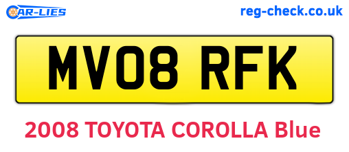 MV08RFK are the vehicle registration plates.