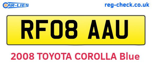 RF08AAU are the vehicle registration plates.