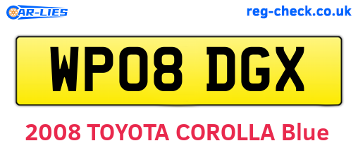 WP08DGX are the vehicle registration plates.
