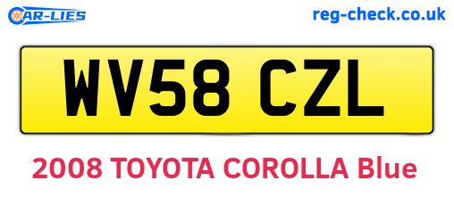 WV58CZL are the vehicle registration plates.