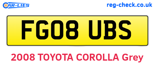 FG08UBS are the vehicle registration plates.