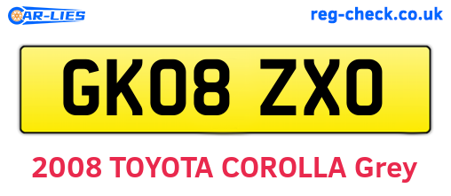 GK08ZXO are the vehicle registration plates.