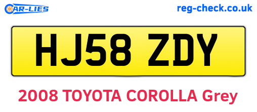 HJ58ZDY are the vehicle registration plates.