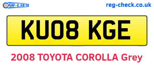 KU08KGE are the vehicle registration plates.
