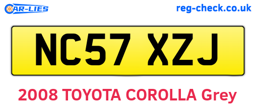 NC57XZJ are the vehicle registration plates.