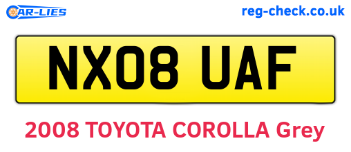 NX08UAF are the vehicle registration plates.