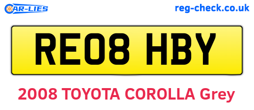 RE08HBY are the vehicle registration plates.