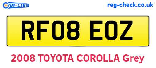 RF08EOZ are the vehicle registration plates.
