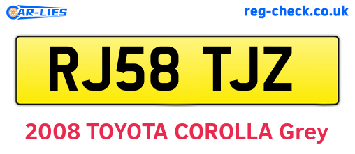 RJ58TJZ are the vehicle registration plates.