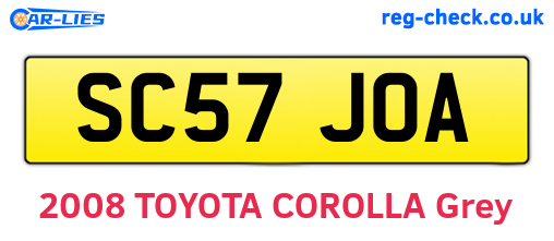 SC57JOA are the vehicle registration plates.