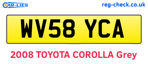WV58YCA are the vehicle registration plates.
