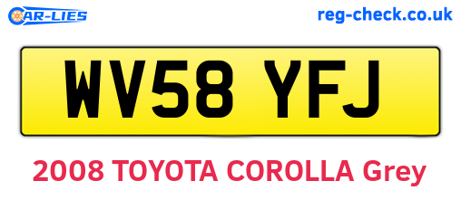 WV58YFJ are the vehicle registration plates.