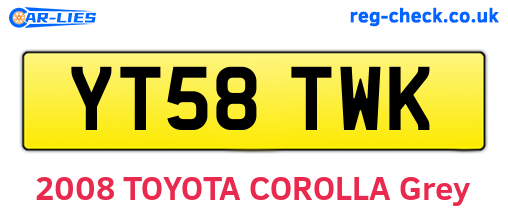 YT58TWK are the vehicle registration plates.