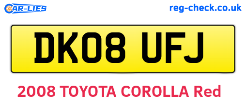 DK08UFJ are the vehicle registration plates.