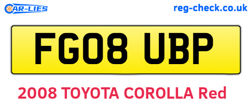 FG08UBP are the vehicle registration plates.