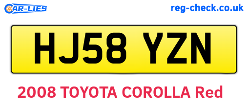 HJ58YZN are the vehicle registration plates.