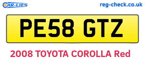 PE58GTZ are the vehicle registration plates.