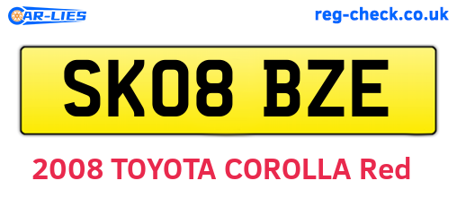 SK08BZE are the vehicle registration plates.
